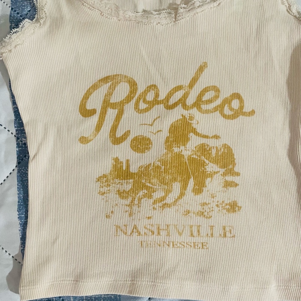 Arizona Brand Stretchy Rodeo Nashville Tank Top with Lace trim Size Small π€ π€ π€ - Picture 4 of 6
